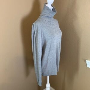 Chico’s Gray Silk Blend Turtleneck Sweater XL Soft Lightweight Knit Classic